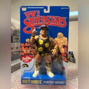 WWE Superstars Dusty Rhodes 8” Action Figure Poster Blue Card Variant LJN Mattel